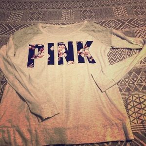 🎃PINK light grey long sleeve shirt